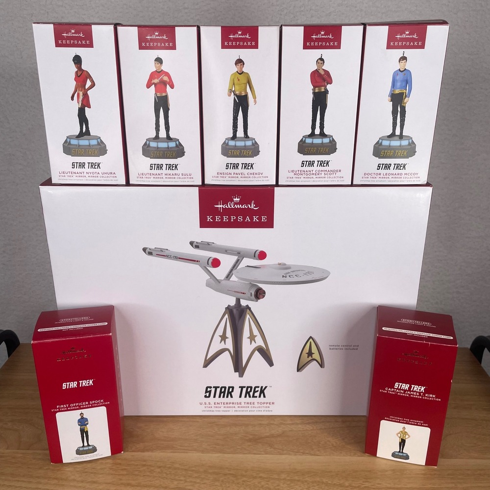 Hallmark Storytellers Star Trek Mirror Mirror USS Enterprise & 7 Ornaments Set